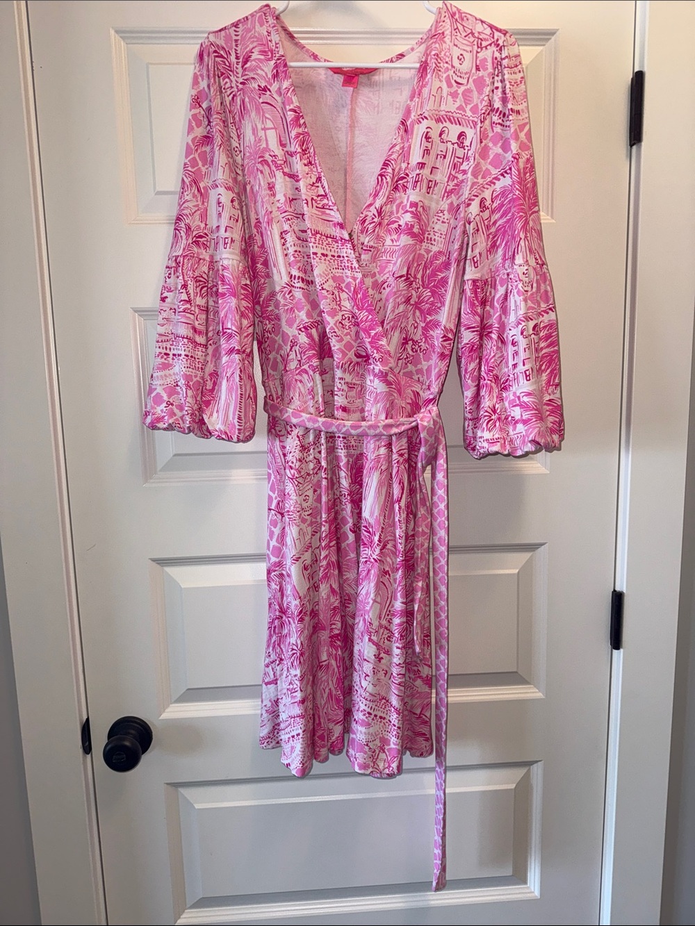 Lilly Pulitzer Chace Wrap Dress in the Palm Beach Paradise print L - Picture 2 of 6